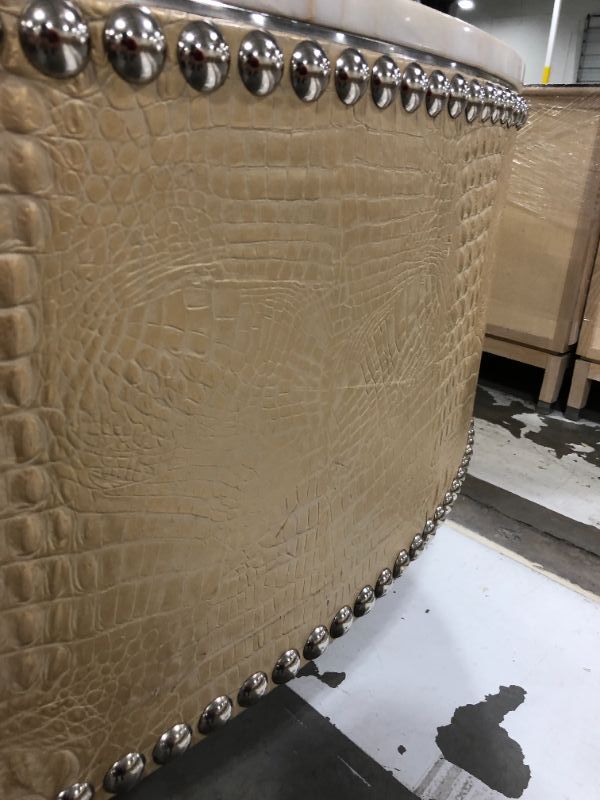 Photo 2 of FAUX MARBLE AND LEATHER CREME COLORED CROCODILE SKIN VINYL 54L X 30W X 16H INCHES