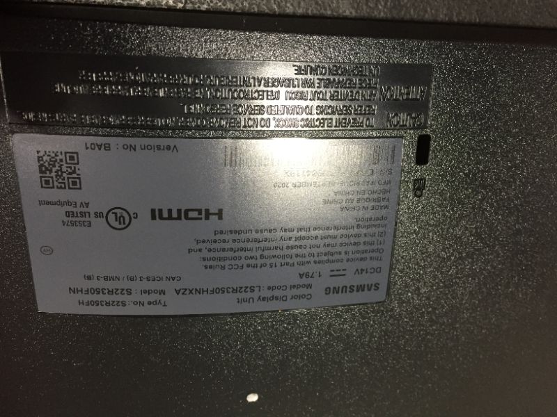 Photo 1 of Samsung Business SR35 Series 22-Inch FHD 1080p Computer Monitor, 75Hz, IPS Panel, HDMI, VGA (D-Sub), VESA Compatible, 3-sided border-less (LS22R350FHNXZA)
