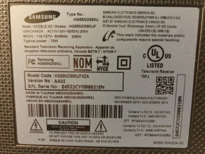 Photo 3 of SAMSUNG 55IN 2015 MODEL HG55ND890UF **Stand or remote not included** item has screen damage
