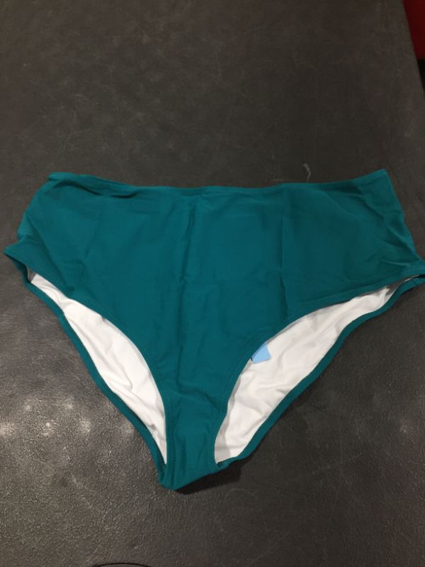 Photo 2 of Cupshe Teal High Waisted Plus Size Bikini Bottom 2X
