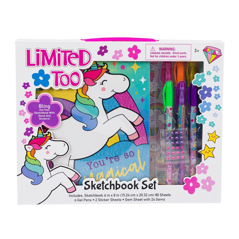 Photo 1 of Limited Too 112pc Sketchbook Set W/ Sticker. Unleash your creativity with this high-quality sketchbook set. Perfect for artists three years and older. Great buy products like these are perfect for your toy section. 80 sheets sketchbook 6"x8" - 6 Gel pens 