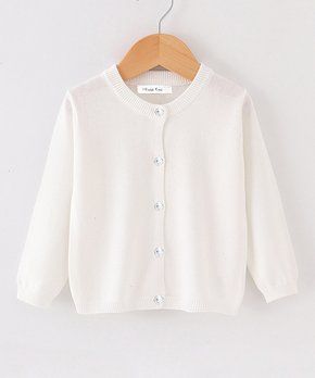 Photo 1 of SIZE M 7/8 Zunie  White Crewneck Cardigan - Girls
