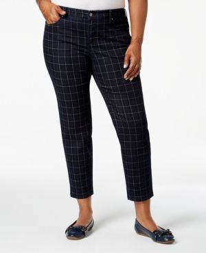 Photo 1 of SIZE 24 W - Charter Club Womens Plus Bristol Check Print Skinny Fit Ankle Pants