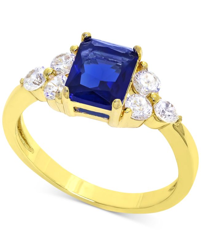 Photo 1 of  SIZE 8 - Charter Club Gold-Tone Pave & Blue Emerald-Crystal Ring, Created for Macy's