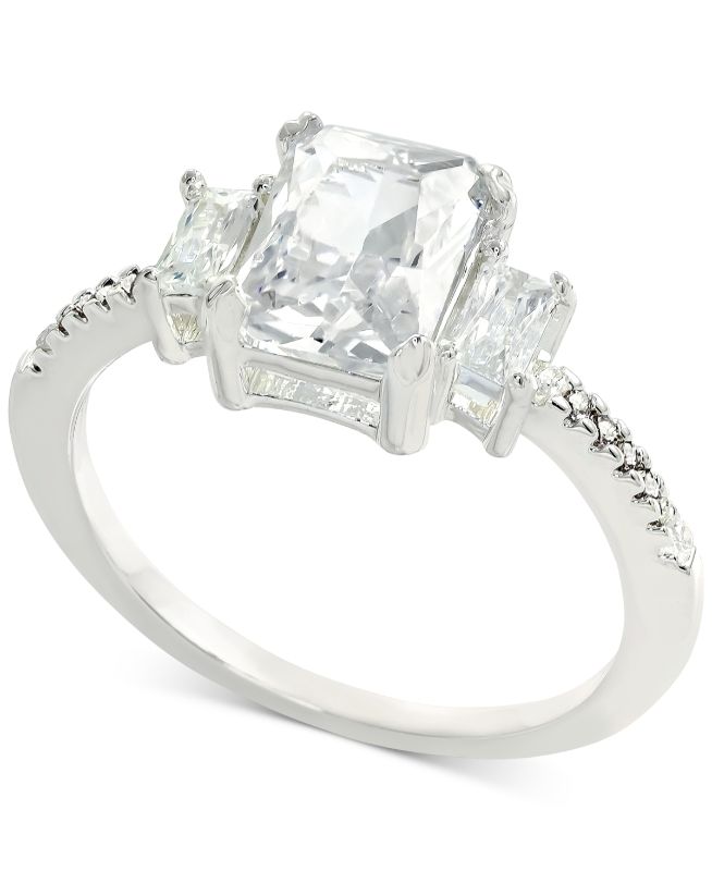 Photo 1 of SIZE 11 - Charter Club Silver-Tone Crystal Triple-Stone Ring, Created for Macy's