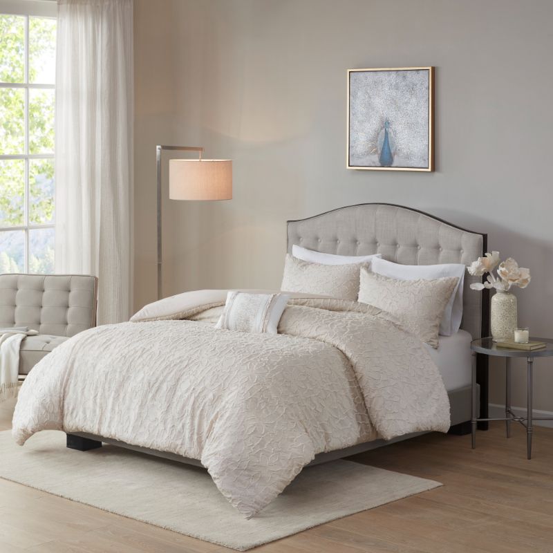 Photo 1 of CAL KING / KING Madison Park Florence 4-Pc. Comforter Set, King/California King Bedding. The Home Essence Sophie 4 Piece Cotton Comforter Set offers charming transitional update to your bedroom. Made from 100% cotton, the light taupe comforter and matchin