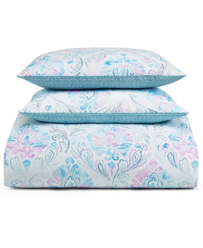 Photo 6 of FULL / QUEEN - Whim by Martha Stewart Collection Reversible 3-Pc. Watercolor Damask-Print Full/Queen Comforter Set, Created for Macy's Bedding. Brighten any bedroom's decor with this vibrant comforter set from Whim by Martha Stewart Collection, featuring 