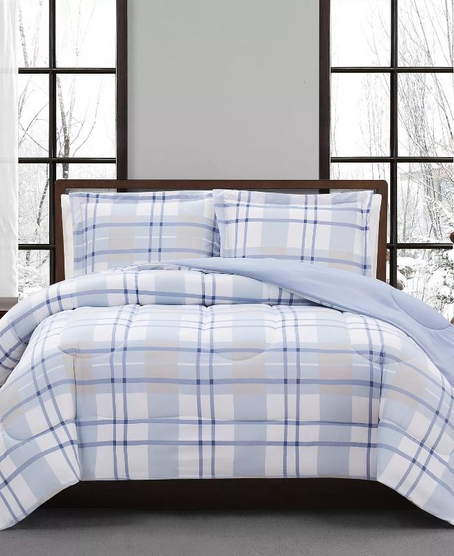 Photo 1 of TWIN/TWIN XL -Aaron Reversible Plaid Comforter Sets, Created for Macy's! Add a touch of classic style and sophistication to any bedroom with the refreshing plaid showcased on this Aaron comforter set. The solid reverse lets you switch up your look with ea