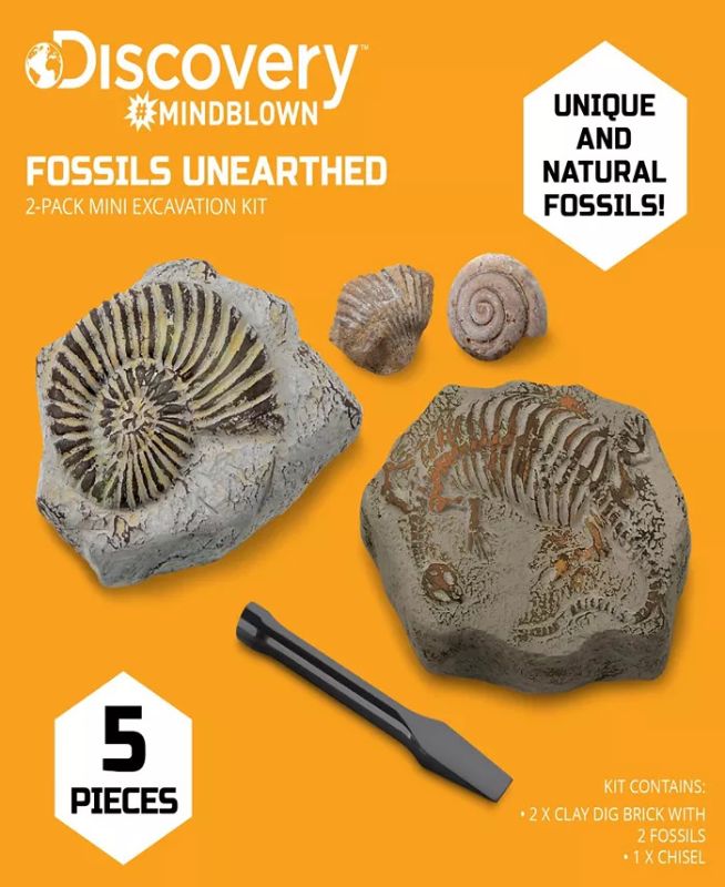 Photo 5 of Discovery #MINDBLOWN Mini Fossil Dig Set, 2 Pack Excavation Kit, Interactive Archaeology Paleontology Experiment, Learn Science, Fun and Educational STEM Toy for Kids  - These unique kits feature authentic fossils that you may never see in the wild. This 