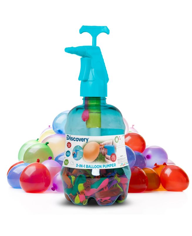 Photo 1 of Discovery Kids 3-in-1 Balloon Pumper with 250 Multicolor Water Balloons - The Discovery Kids 3-in-1 Balloon Pumper lets you fill up balloons with air or water and even features a mister function to cool you down between splashes.

250 BALLOONS: The Discov