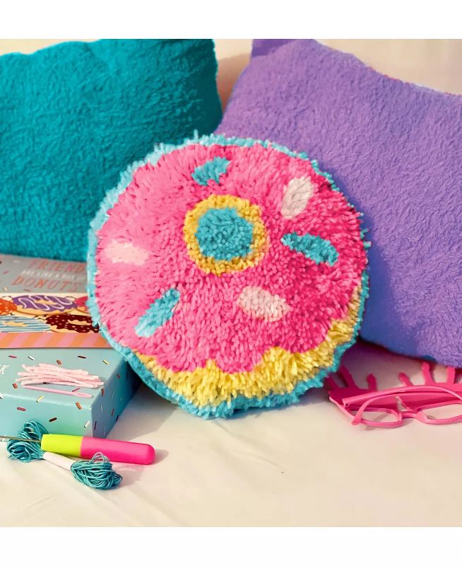 Photo 3 of BOX CANDIY Totally Deco Donut Latch Hook Pillow Kit in Keepsake Box to Make and Display Darling Donuts