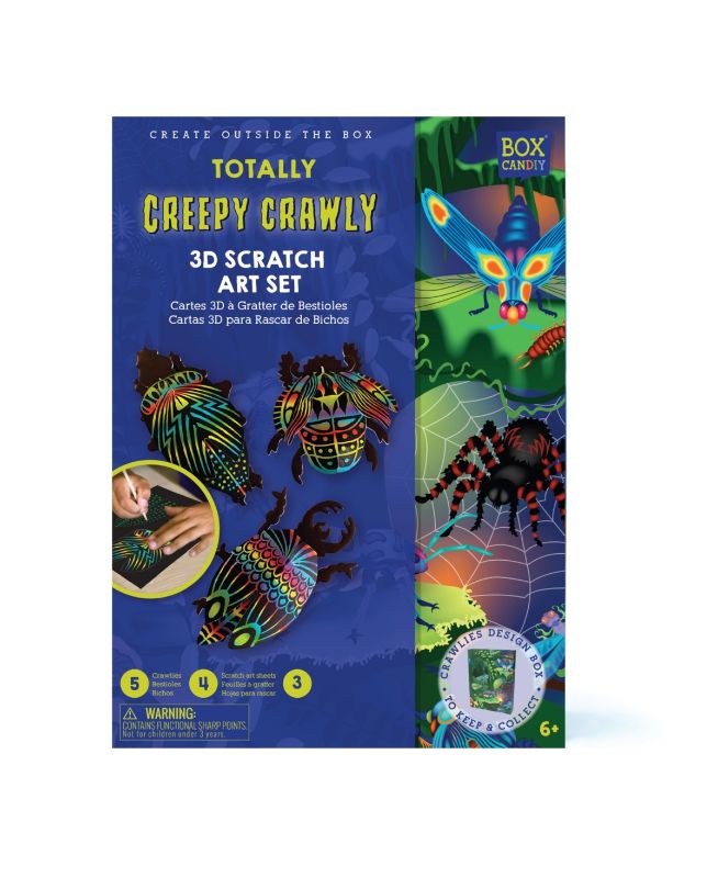 Photo 1 of Box CanDIY Totally Creepy Crawly 3D Scratch Art Set! Explore the creepy crawly world of critters when you bring to life your own 3D creations! From crawling bugs to flying insects and spiders, too, the BOX CANDIY® Totally Creepy Crawly 3D Scratch Art Set 