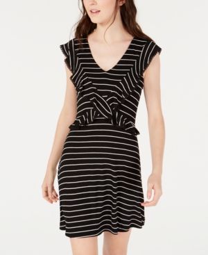 Photo 1 of SIZE S - American Rag Juniors' Ruffled Printed Dress, Created for Macy's - Black