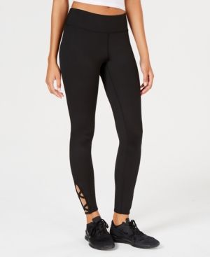 Photo 1 of SIZE S - Freshman Juniors' Lattice-Trim Leggings - Mix up your style playlist with lattice detail at each side of these sporty pull-on leggings from Freshman. Pull-on styling; elastic waistband - Lattice detail at sides -  Polyester/spandex.