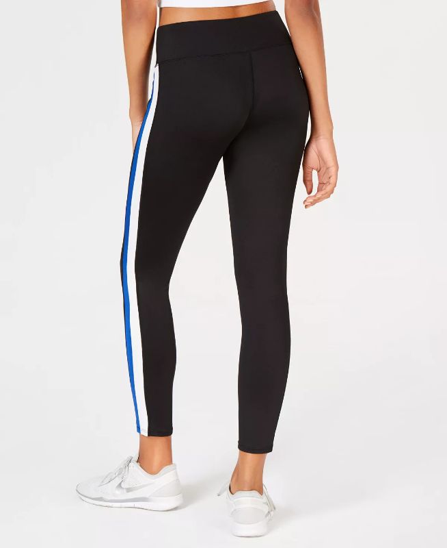 Photo 1 of SIZE XL - FRESHMAN Juniors' Varsity-Stripe Leggings - Channel your inner sporty side in these high-rise leggings from Freshman, styled with varsity-inspired stripes at each side seam.