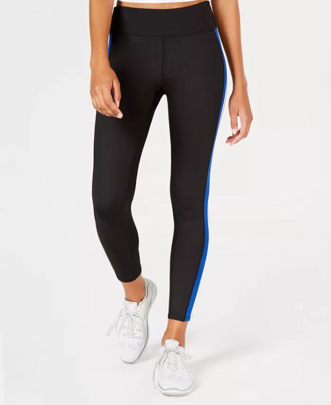 Photo 1 of SIZE XL - FRESHMAN Juniors' Varsity-Stripe Leggings - Channel your inner sporty side in these high-rise leggings from Freshman, styled with varsity-inspired stripes at each side seam.