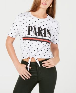 Photo 1 of SIZE XL - Rebellious One Juniors' Paris Cotton Tie-Front T-Shirt