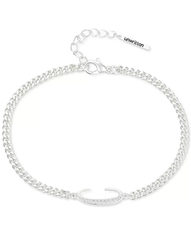 Photo 1 of Unwritten Cubic Zirconia Initial Link Bracelet in Silver Plate