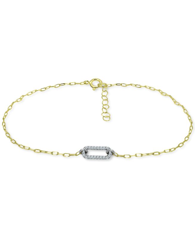 Photo 1 of Giani Bernini Cubic Zirconia Pavé Link Ankle Bracelet in 18k Gold-Plate, Created for Macy's