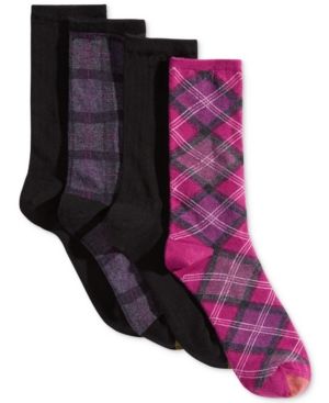 Photo 1 of Gold Toe 4-Pk. Tartan Plaid Crew Socks - Classic tartan and ribbing define this four-pack of Gold Toe crew socks complete with signature reinforcements for comfort and durability.