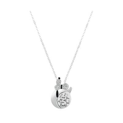 Photo 1 of Fine Silver Plated Crystal "I Love You To The Moon Back" Snoopy Pendant Necklace - Tell the Peanuts fan in your life how much they mean to you with this sparkly snoopy pendant from unwritten. Set in fine silver plated brass metal
