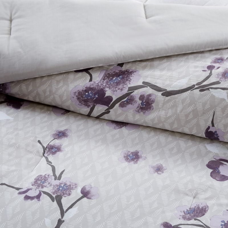 Photo 5 of Madison Park Isabella Cotton 7-pc. Floral Duvet Cover Set - The Home Essence Sakura 7 Piece Cotton Duvet Cover Set will add charm and elegance to your bedroom décor. A lovely floral pattern is beautifully printed on the grey duvet cover. Matching shams gr