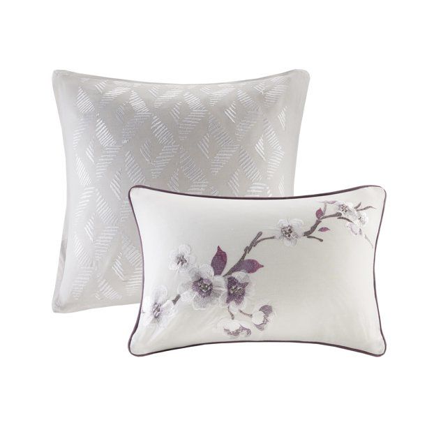 Photo 3 of Madison Park Isabella Cotton 7-pc. Floral Duvet Cover Set - The Home Essence Sakura 7 Piece Cotton Duvet Cover Set will add charm and elegance to your bedroom décor. A lovely floral pattern is beautifully printed on the grey duvet cover. Matching shams gr