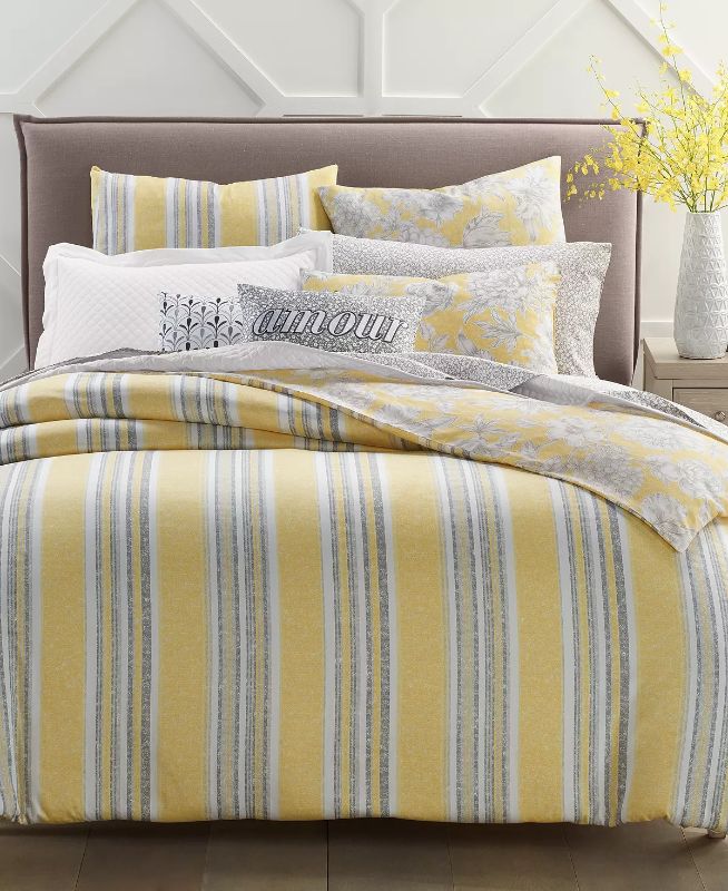 Photo 4 of Charter Club Damask Designs 300-Thread Count Outline Botanical Reversible Comforter Sets, Created for Macy's - Whether you want to freshen your room with flowers or style your space with bold stripes, the reversible Damask Designs comforter set from Chart