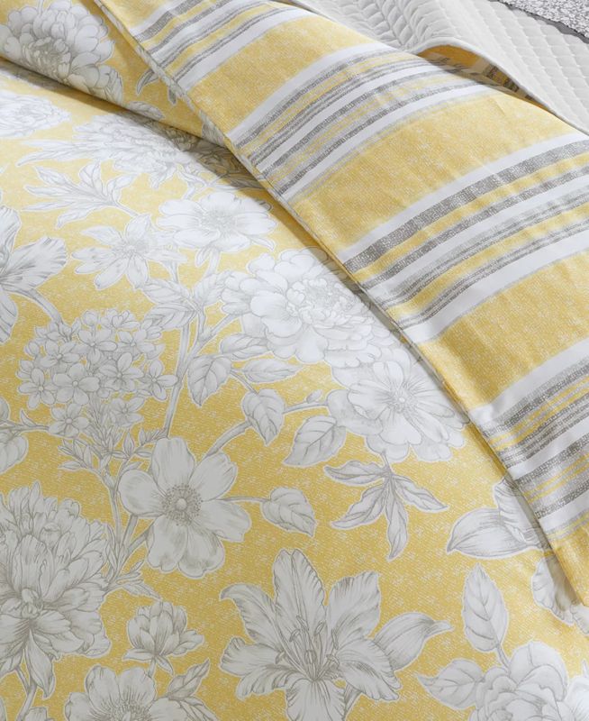 Photo 2 of Charter Club Damask Designs 300-Thread Count Outline Botanical Reversible Comforter Sets, Created for Macy's - Whether you want to freshen your room with flowers or style your space with bold stripes, the reversible Damask Designs comforter set from Chart