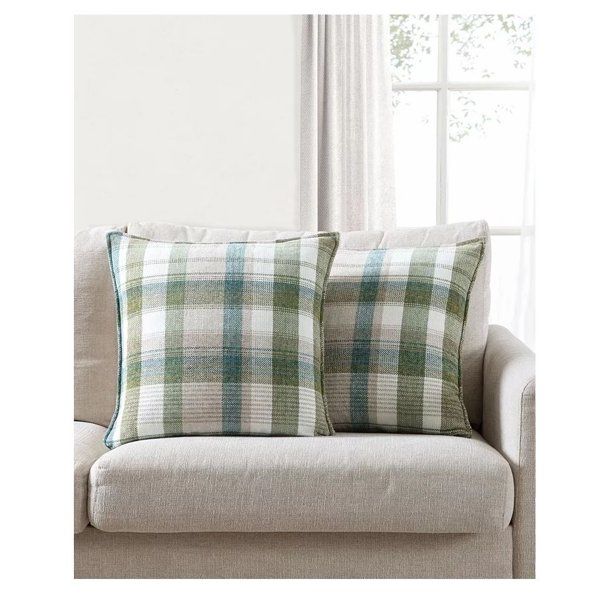 Photo 1 of Lacourte Harra Duck Feathers Green Plaid 2 Pack 20" X 20" Decorative Pillows - Boasting a handsome plaid print, the Brandon 2PK pillow from Lacourte brings pattern aand color to your home. Designed in Chenille fabric to add the softness and making it the 