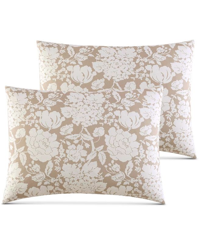 Photo 4 of Orena 3-Pc. Reversible Full/Queen Comforter Set Bedding - Give any bedroom a fresh look and feel with the soothing contemporary tones and beautiful printed blooms featured on this Orena reversible comforter set. Set includes: full/queen comforter (86" x 8