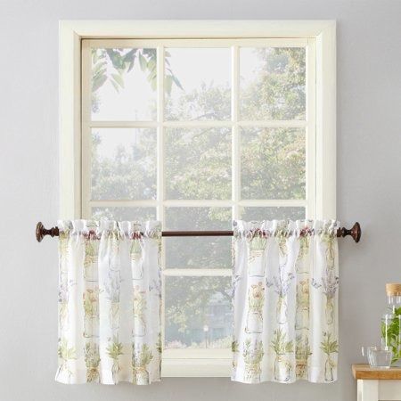 Photo 1 of Evesgarden Semi-Sheer Rod Pocket Kitchen Curtain Tier Pair 54 X24 White