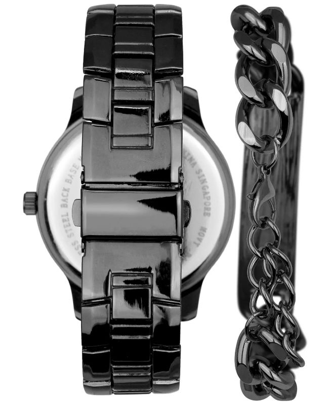 Photo 3 of INC International Concepts Men's Gunmetal-Tone Bracelet Watch 45mm Gift Set, Created for Macy's - Give him the gift of refined style with this quality watch and bracelet set from INC International Concepts®. - Movement: three-hand quartz - Case: round; 45