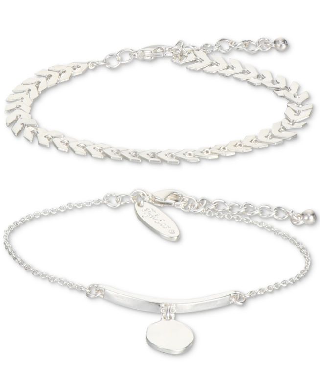 Photo 1 of Style & Co 2-Pc. Set Disc Charm & Chevron Bracelets, Created for Macy's - Silver