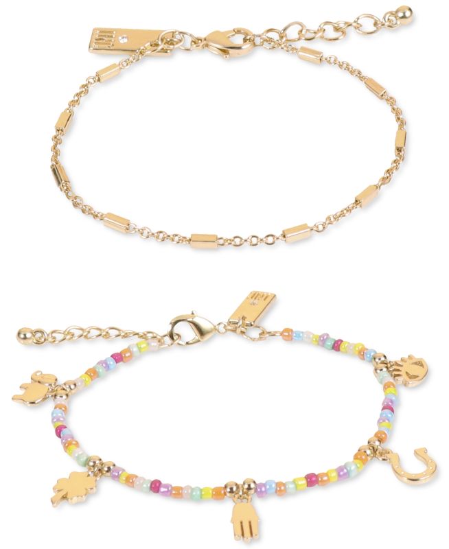 Photo 1 of INC International Concept Gold-Tone 2-Pc. Set Bead & Lucky Charm Flex Bracelets, Created for Macy's