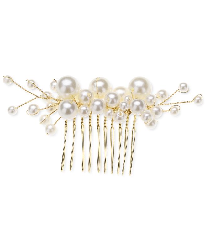 Photo 1 of INC International Concepts Gold-Tone Imitation Pearl Cluster Hair Comb, Created for Macy's