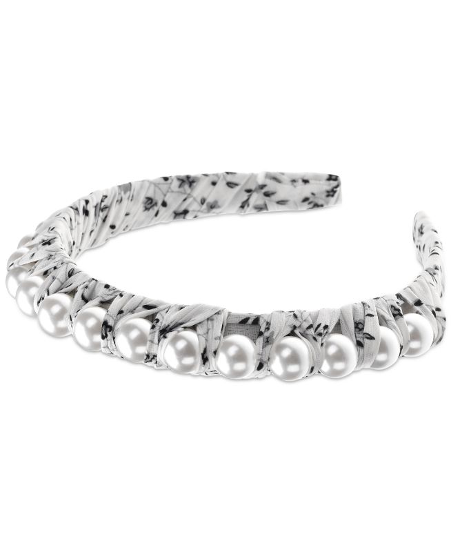 Photo 1 of INC International Concepts Imitation Pearl Floral-Print Wrapped Headband, Created for Macy's