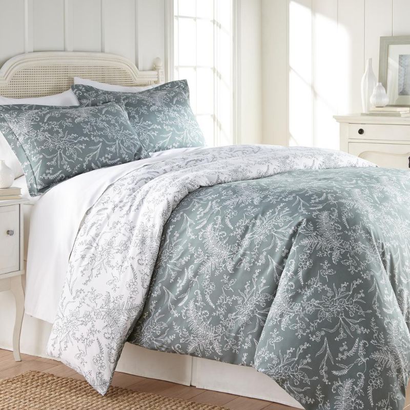 Photo 1 of TWIN - Southshore Fine Linens Reversible Down Alternative Floral Comforter and Sham Set - Teal - Wake up satisfied after a relaxing night's sleep with the Reversible Down Alternative Floral Comforter and Sham Set. Ultra-soft and fluffy this comforter is s