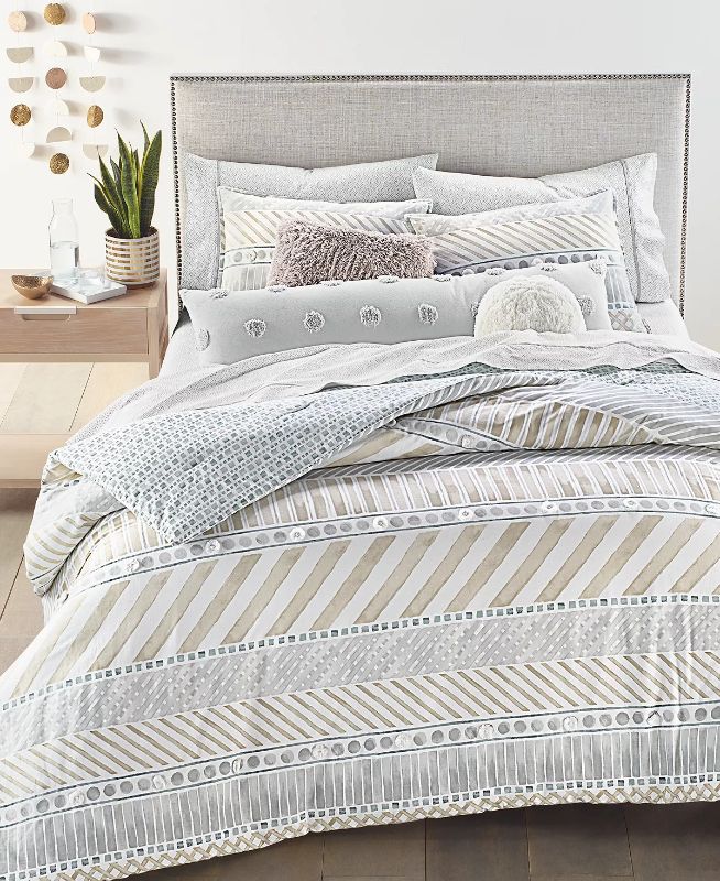 Photo 2 of KING  - WHIM BY MARTHA STEWART COLLECTION Watercolor Stripe 3-Pc. Reversible King Comforter Set. Add some chic contemporary style to your bedroom's decor with this reversible comforter set from Whim by Martha Stewart Collection, featuring painterly patter