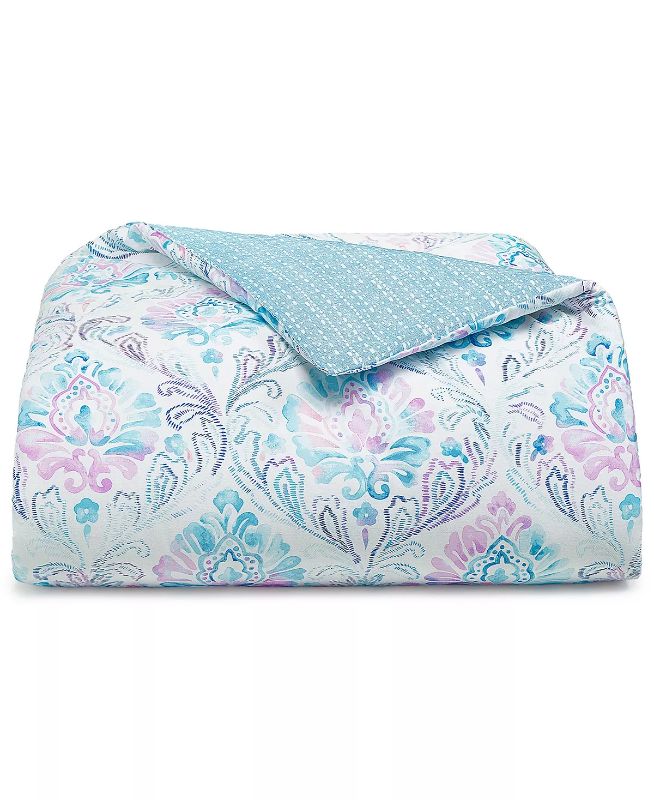 Photo 4 of WHIM BY MARTHA STEWART COLLECTION Reversible 3-Pc. Watercolor Damask-Print Full/Queen Comforter Set. Brighten any bedroom's decor with this vibrant comforter set from Whim by Martha Stewart Collection, featuring a watercolor damask-print pattern reversing