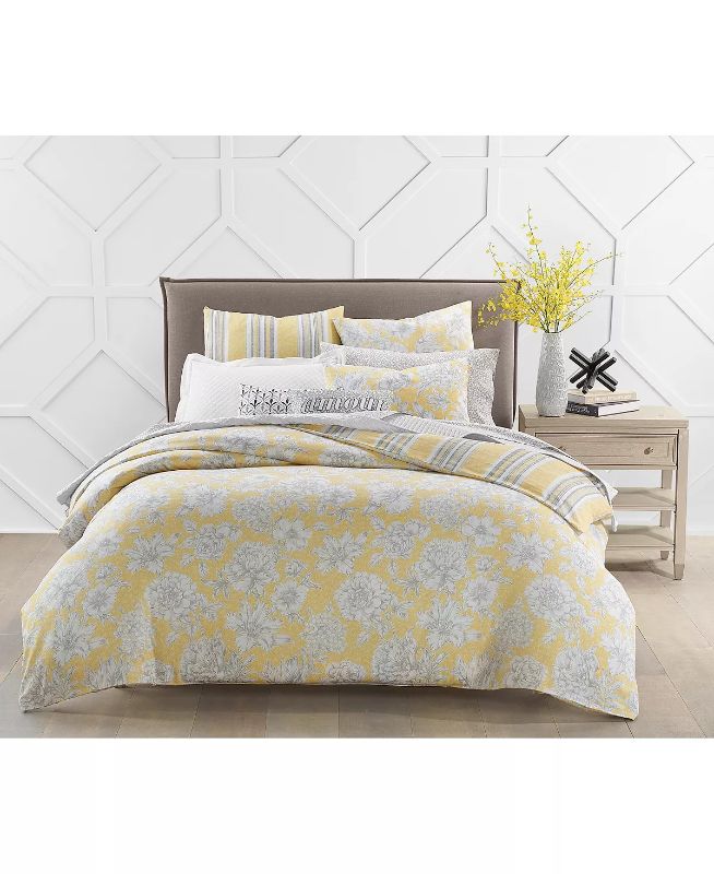 Photo 1 of Charter Club Damask Designs 300-Thread Count Outline Botanical Reversible Comforter Sets. Whether you want to freshen your room with flowers or style your space with bold stripes, the reversible Damask Designs comforter set from Charter Club lets you chan