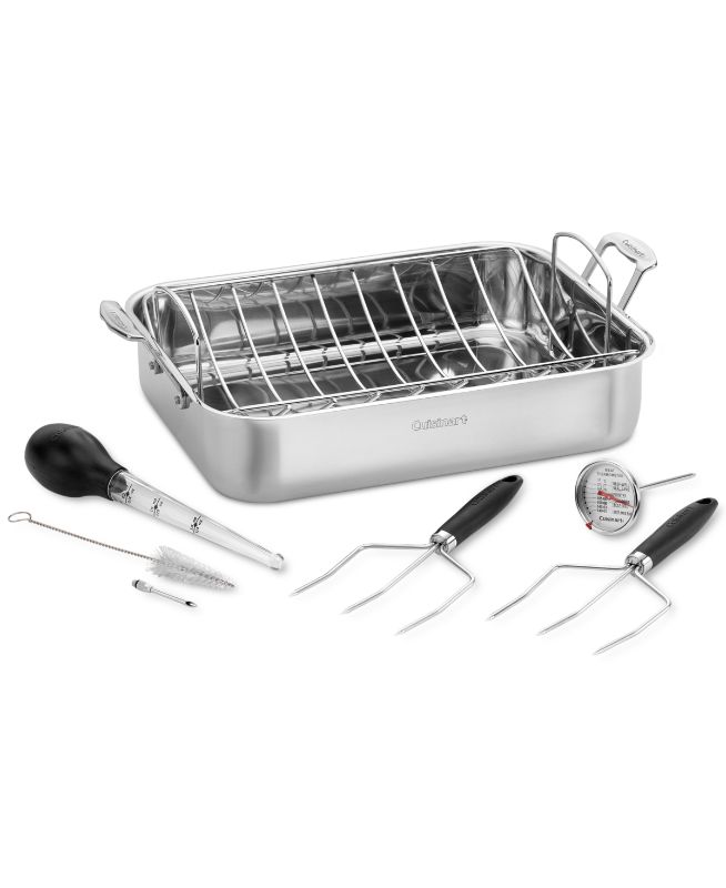 Photo 1 of Cuisinart Chef's Classic Stainless Roasting Set. Enjoy years of celebrations and family dinners with this roasting set from Cuisinart, a premium stainless steel pan and all the accessories you need to prepare the perfect main course. Set includes 16" roas