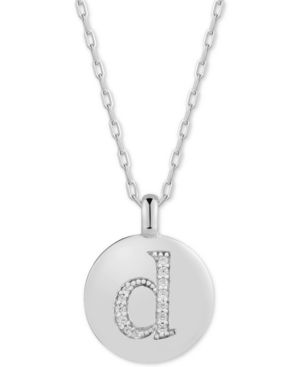 Photo 1 of CHARMBAR Swarovski Zirconia Initial Reversible Charm Pendant Necklace in Sterling Silver, Adjustable 16"-20"