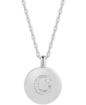 Photo 1 of CHARMBAR? Swarovski Zirconia Initial Reversible Charm Pendant Necklace in Sterling Silver, Adjustable 16"-20"