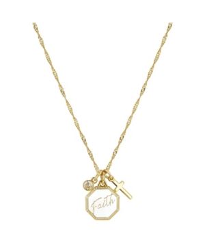 Photo 1 of Unwritten Gratitude & Grace Gold Plated Cubic Zirconia Enamel Charm Pendant Necklace - Gold-Tone Flash Plated