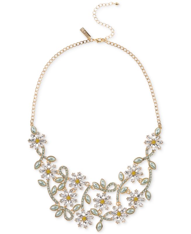 Photo 1 of INC International Concepts Gold-Tone Multi-Stone Flower Statement Necklace, 18" + 3" extender, Created for Macy's