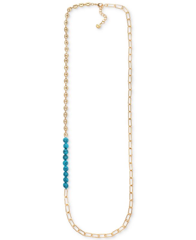 Photo 1 of Alfani Gold-Tone Stone Beaded Mixed Chain Long Strand Necklace, 42" + 2" extender, Created for Macy's