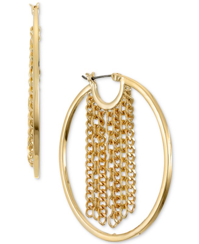 Photo 1 of Alfani Gold-Tone Chain Curtain Hoop Earrings, 2", Created for Macy's