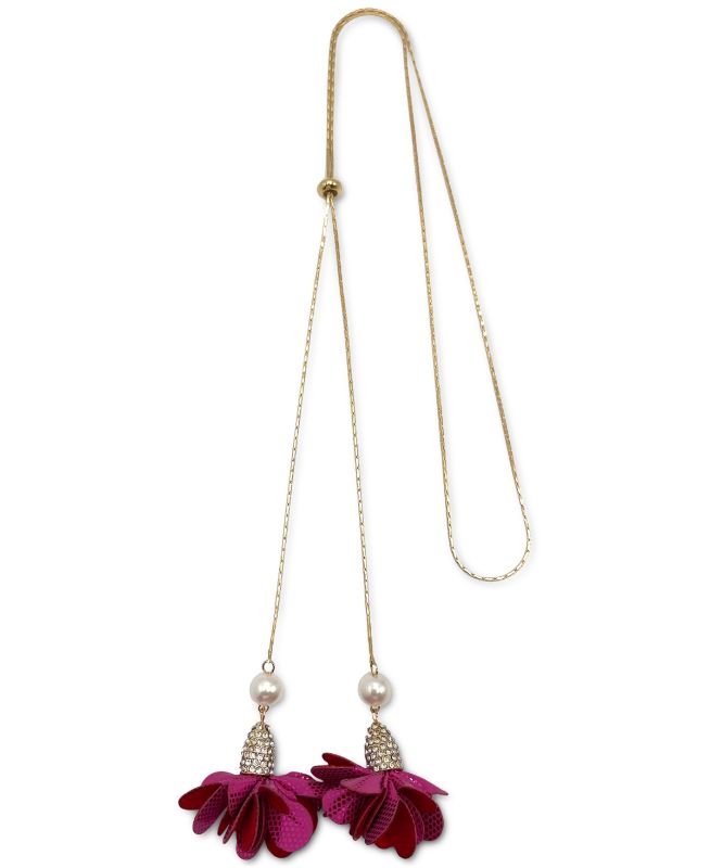 Photo 1 of INC International Concepts Fabric Flower 37" Lariat Necklace, Created for Macy's