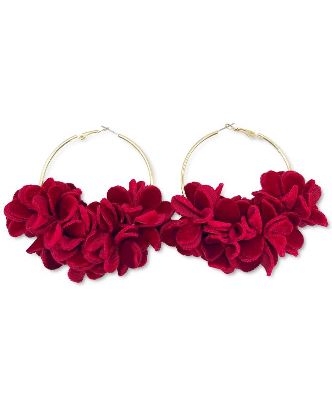 Photo 1 of Inc International Concepts Fabric Flower Hoop Earrings, Created for Macy's